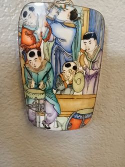 Hand painted Porcelain Chinese Silver backed and rim wall hanging