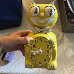 Vintage 1960s Limited Edition Yellow Kit-Cat Clock 