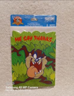Vintage Looney tunes Tasmanian Devil me say thanks a lot notes