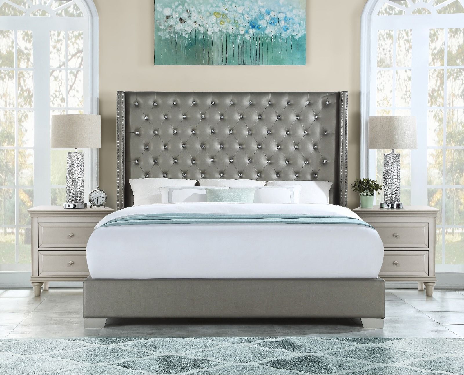 New Queen Bed Silver 