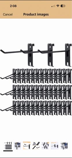50 Pcs 10 Inch Gridwall Hooks Gridwall Peg Hooks Black Wall Grid Accessories for Grid Wall Panels Retail Shop Trade Show Display Home Office Garage St