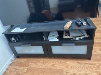 IKEA Brimnes Black TV Stand with 2 Frosted Glass Drawers