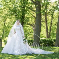 Pale Pink Light Shimmery Wedding Gown Size 8-10