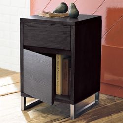 West Elm Hudson Nightstands (2). Color: chocolate / dark brown.