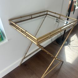 Gold Glass Tray Table Bar Cart Table