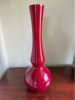 Modern Vibrant Red Tall Ceramic Vase (Moving Sale)