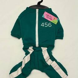 NWT Squid Game pet dog costume Player 456 Jumpsuit size L
