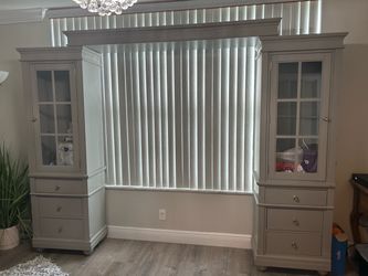 Gray Built-In Cabinet Entertainment Unit