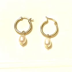 Gold Sterling Pearl Earrings