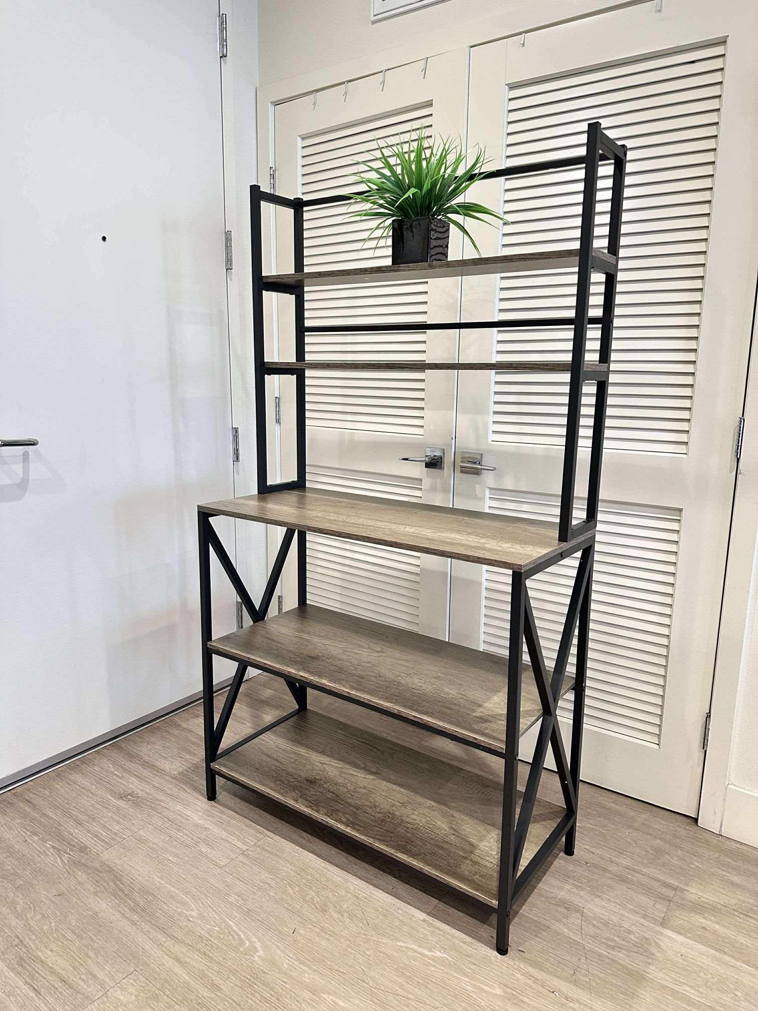 5-Tier Baker's Rack Rustic Industrial Kitchen Storage Rustic Brown