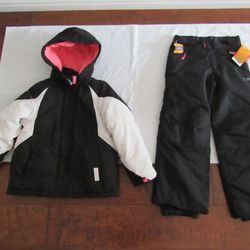 Girls Youth 6X Snow Jacket & Black/Pink Snow Pants Set