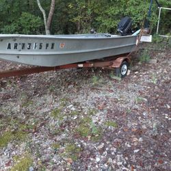 Wide 16 Ft Flat Bottom With Mercury 9.5 Hp Motor 