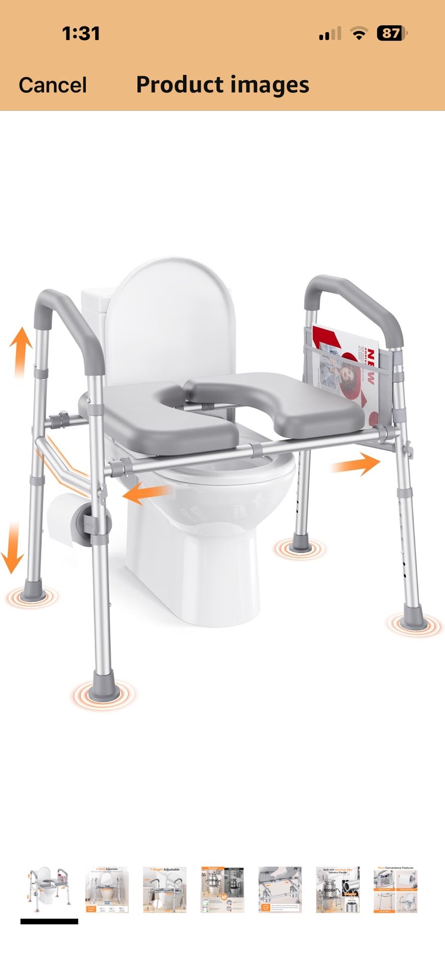 Brand New Toilet Seat Riser, 500Lb., Adjustable Width/Height, Universal Fit