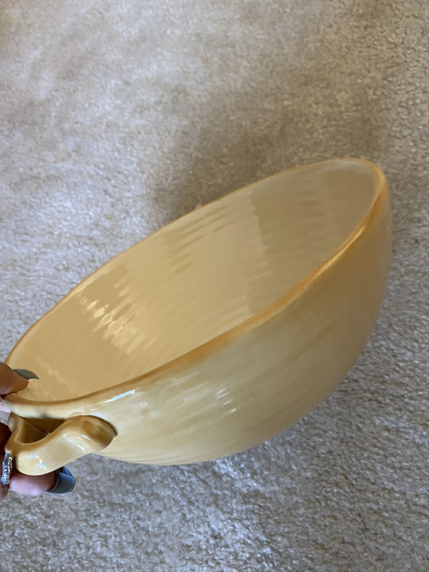 POTTERY BARN RUSTIC OLIVE GIANT CERAMIC BOWL