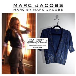 Marc by Marc Jacobs Navy Sequin Cardigan ASO Serena Van Der Woodsen