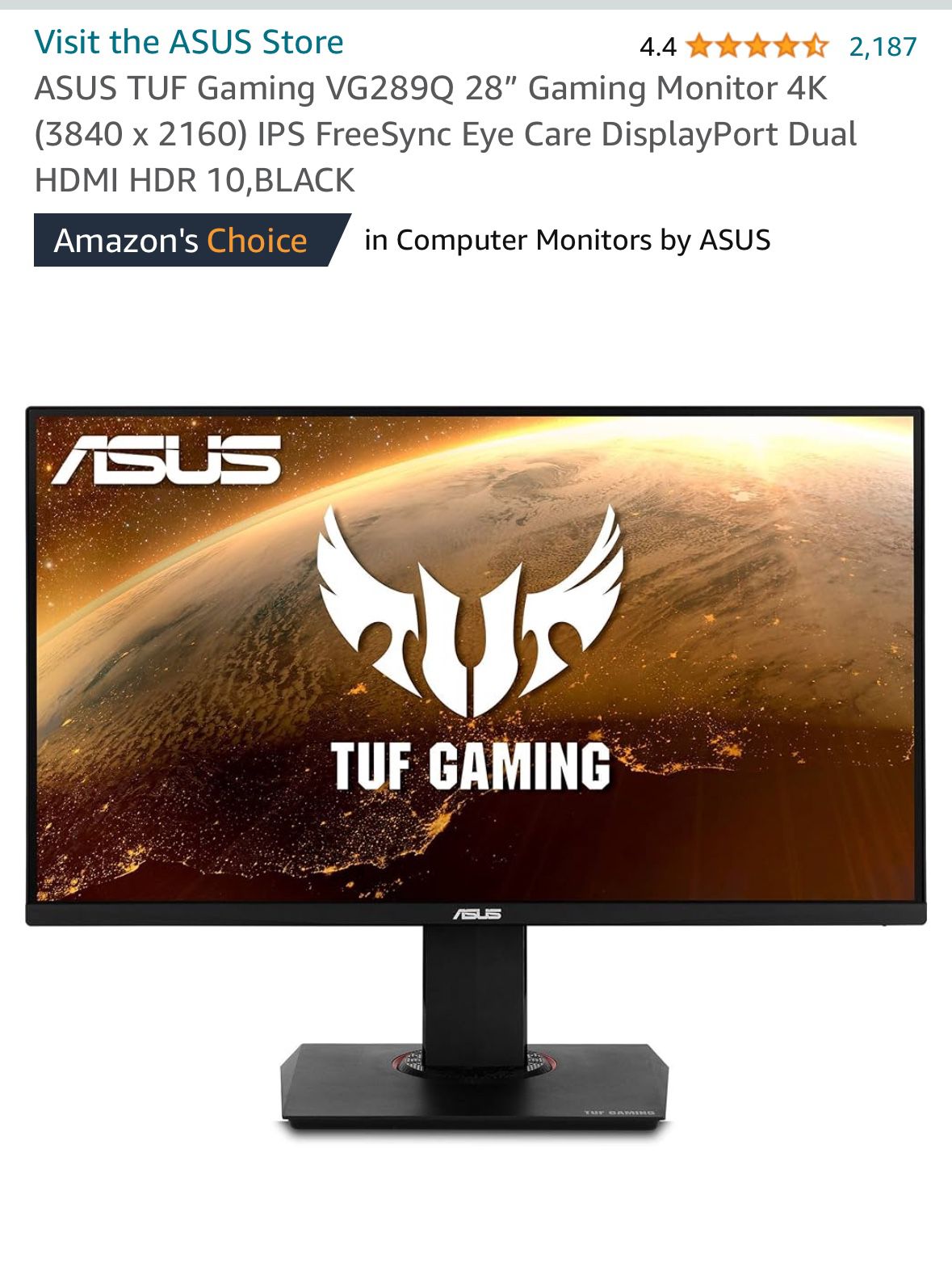 28” 4K Monitor ASUS TUF Gaming