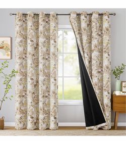 Botanical Print Blackout Curtain Panels