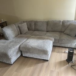 Fuzzy Couch With Ottoman