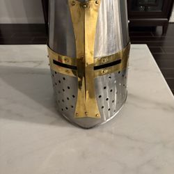 Medieval Templar Knight Helmet, Brass Crusader Burgonet Style, European Gladiator Design