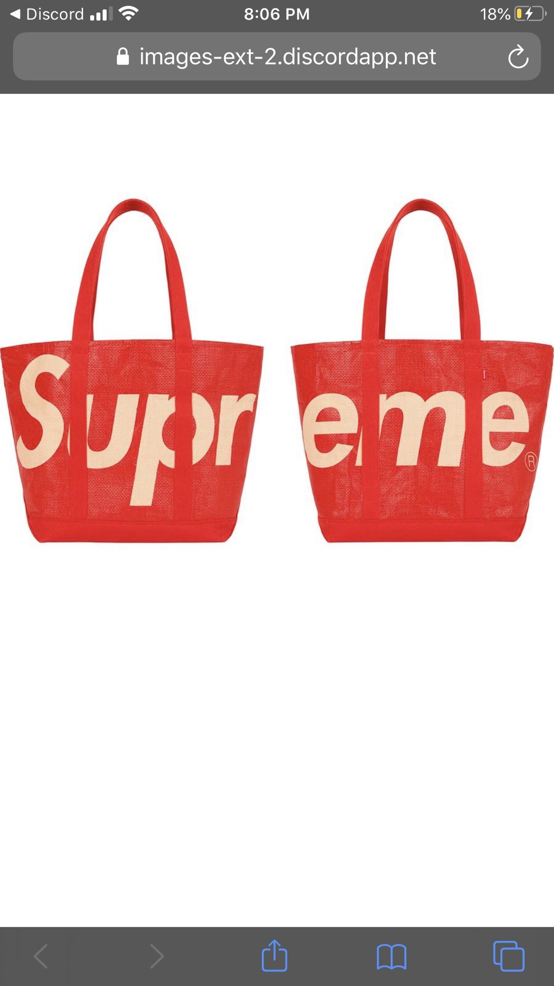 Supreme tote bag red
