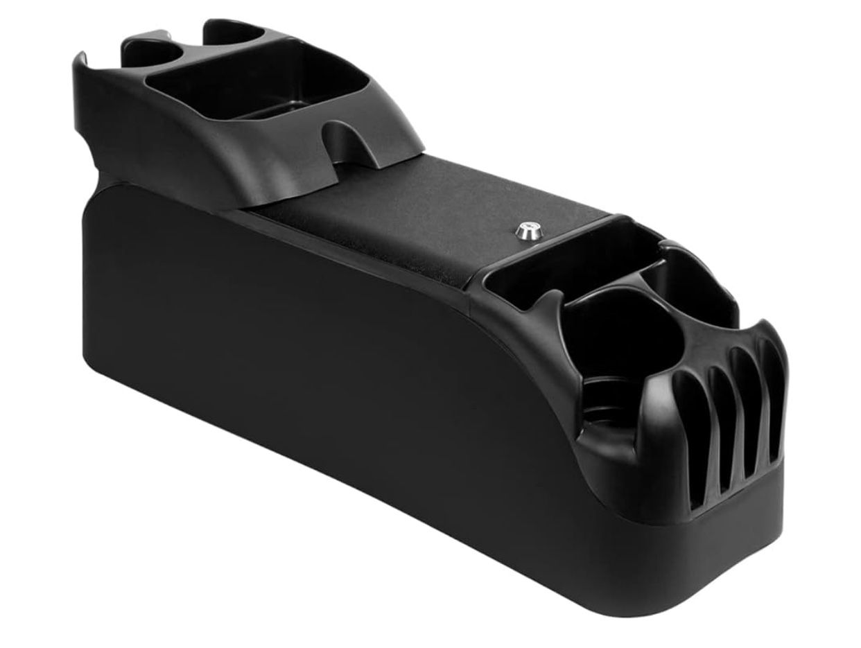 Center Console for Minivans, SUVs, Middle Van Console, Extra Cup Holders, Large Storage, 27"L x 11.5"W x 8.5"H,Made in USA (Black)