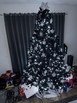 Black 7.5ft Pre-lit Christmas Tree