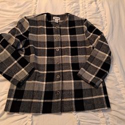 Women's Jacket Coat Size 14 Alfred Dunner Black Gray & White ❤️😍