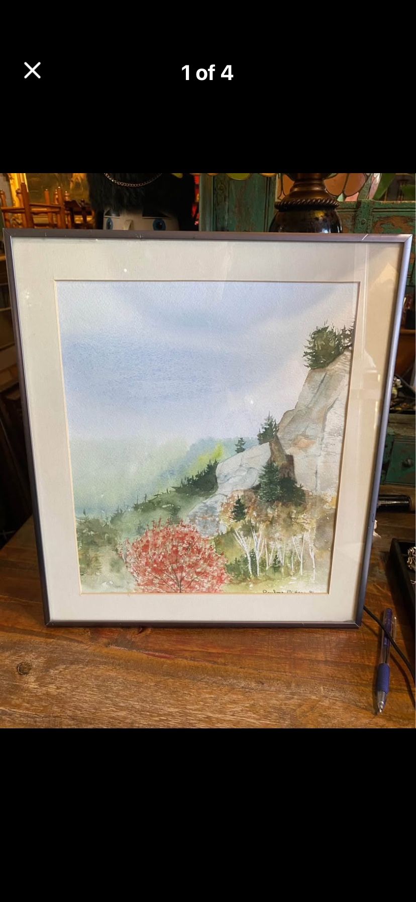 vintage Watercolor Signed 16 By 14