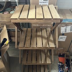 Folding Plant Stand Portable Wooden