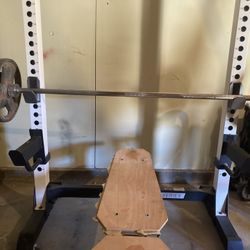 Workout Equipment (full Bench, Curl Bar, Bag/stand,pull Up Bar)