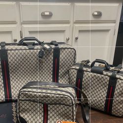 Authentic 1980’s Sherry Line Vintage Gucci Luggage Travel Suitcase Carry On Set! 