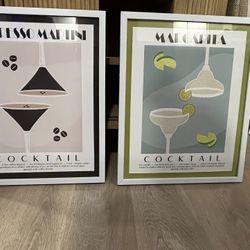 Framed Cocktail Posters, Set Of 2