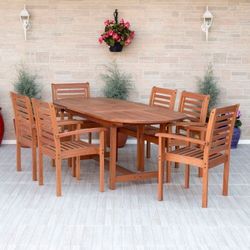 *BRAND NEW - 7 Pieces Extendable Dining Set Made Of 100% FSC Wood DISCOUNTED UP TO 50% OFF*