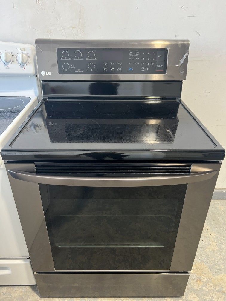 LG Stove Electric Glass Top Dark Stainless with WARRANTY
