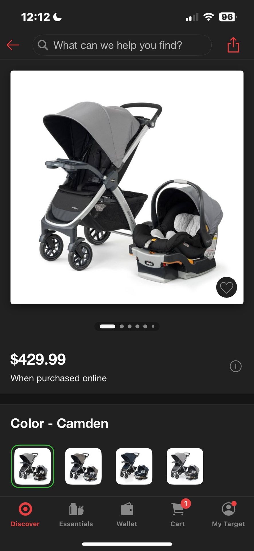 Chicco Bravo 3-in-1 quick fold trio Travel System Camden