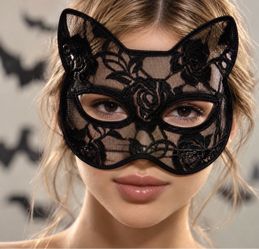 Black Lace Cat Eye Masquerade Mask