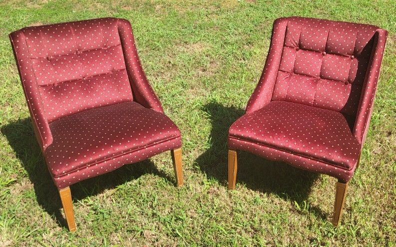Chair Set, Wingback Velvet Upholstered Chair Tufted Set Of 2-Vintage