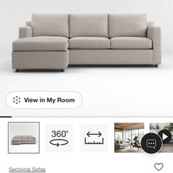 Modern Crate & Barrel Sectional W/ Chaise