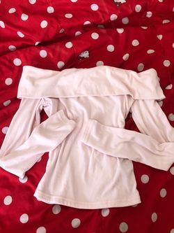 Light Pink Off-Shoulder Long Sleeve Top