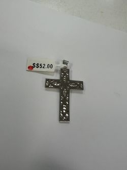 Sterling Silver Rhodium Plated Cross Charm Pendant