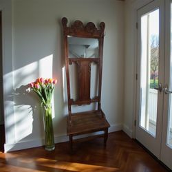 Vintage Victorian Hall Stand with Mirror and Seat - Entryway Furniture