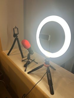 10” LED Ring Light + Condenser Microphone + Tripods Complete TikTok Setup - Excellent Condition