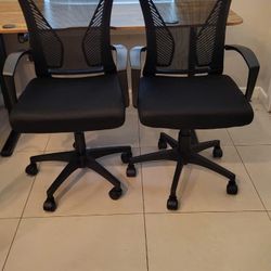 2 NEW BLACK OFFICE CHAIRS MESH