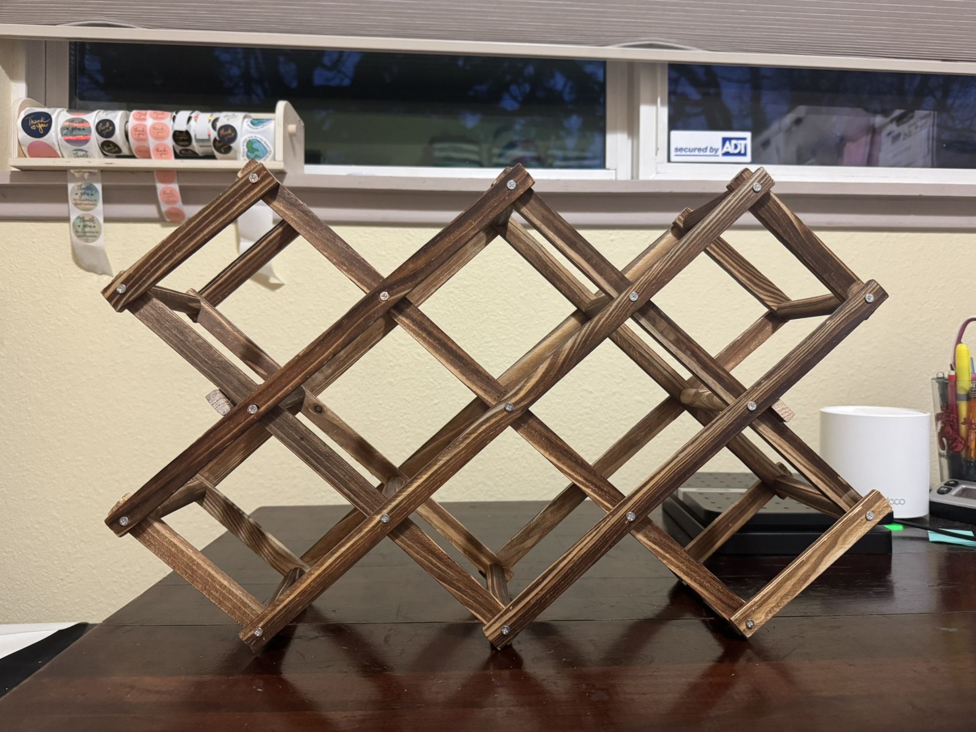 Vintage Collapsible Wooden Wine Holder Rack Boho Style