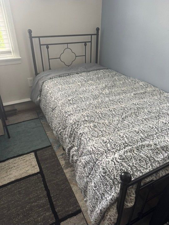 BRAND NEW TWIN BED FRAME WITH NEW TWIN BED