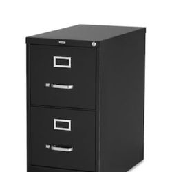 #72: Lorell 15 in. x 26-1/2 in. x 28-3/8 in. Black Vertical File Cabinet with 2-Drawers Security Lock and Letter Files