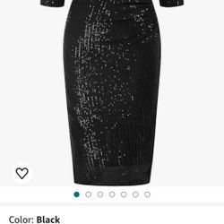 Black Belle Poque Vintage 50s Sequin Pencil Dress V Neck Glitter Dresses for Women

