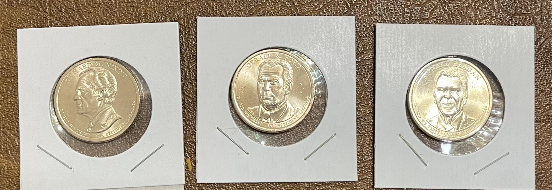 3 President Dollar Coins Reagan, Ford And Nixon