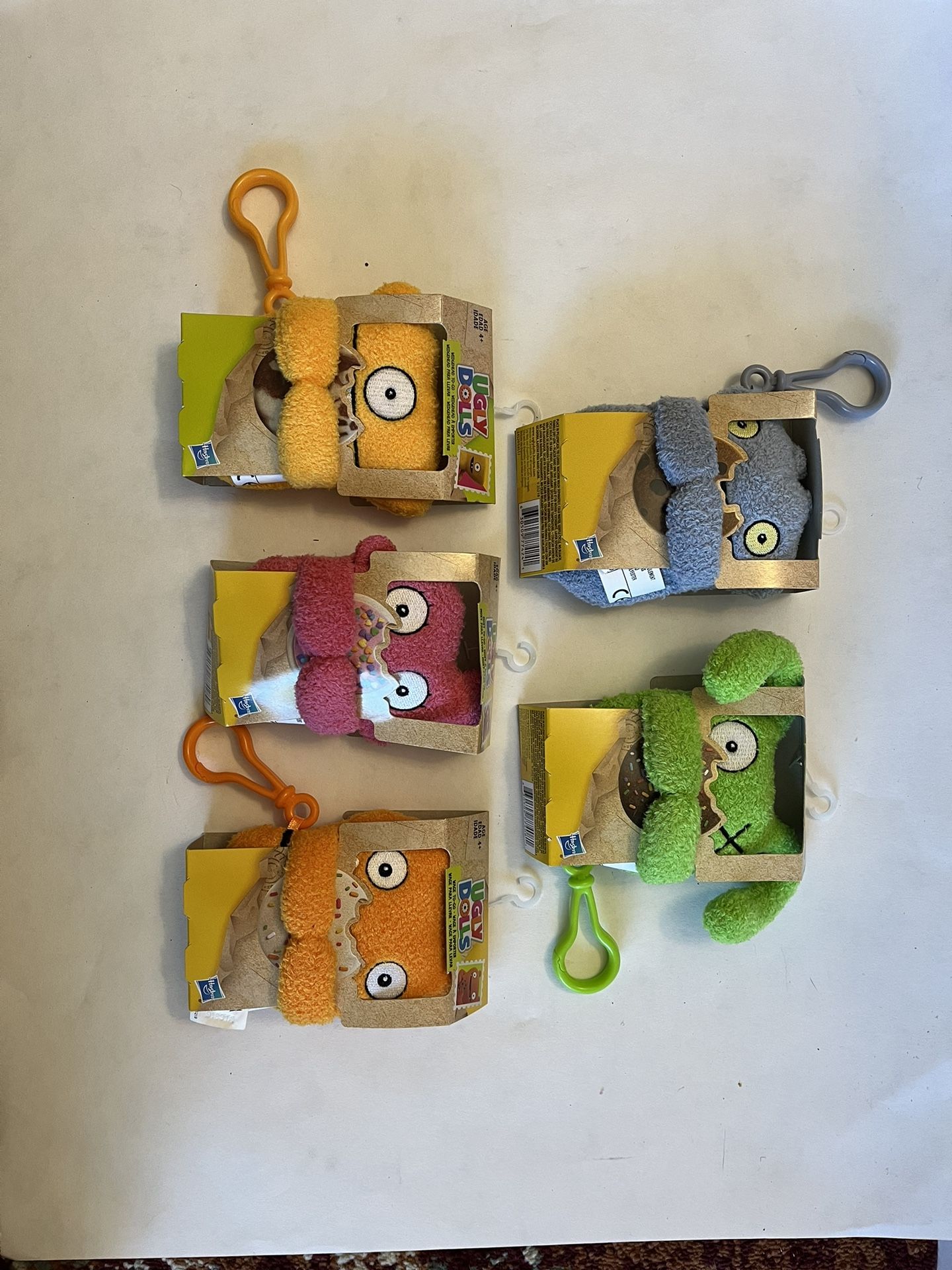 Set Of 5 Plush Ugly Doll W/Keychain Clip
