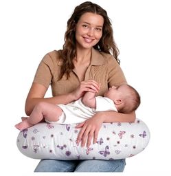 Enhanced Muslin Nursing Pillow, Ultra Firm Breastfeeding Pillow with 100% Cotton Breathable & Removable Cover, Breast Feeding Pillows for Babies 0-12
